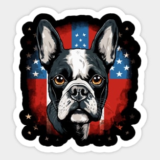 Patriotic Boston Terrier Sticker